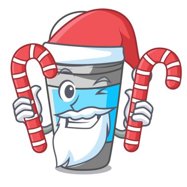 Şeker ile Noel Baba çizgi film vektör çizim ile izole deodorant üzerinde rulo