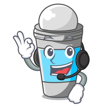 Kulaklık rulo ile karikatür vektör çizim ile izole deodorant