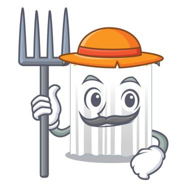 Çiftçi duş cortains maskotu vektör çizim şeklinde