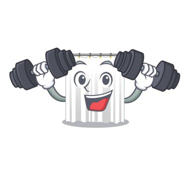 Fitness duş cortains maskotu vektör çizim şeklinde