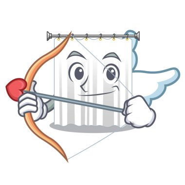 Aşk tanrısı duş cortains maskotu vektör çizim şeklinde