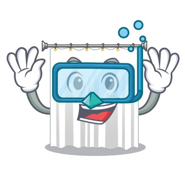 Dalış duş perdeleri karakter banyolarda illüstrasyon vektör