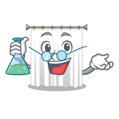 Profesör duş perdeleri karakter banyolarda illüstrasyon vektör