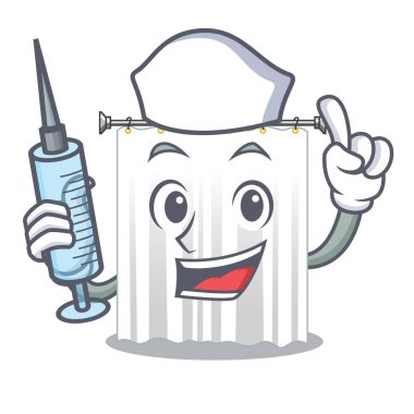 Hemşire duş perdeleri karakter banyolarda illüstrasyon vektör