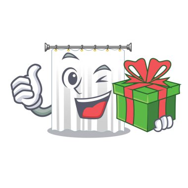 Hediye karikatür ile duş perdeleri çok güzel vektör çizim vardır.
