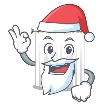 Santa duş perdeleri ile çizgi film vektör illüstrasyon izole