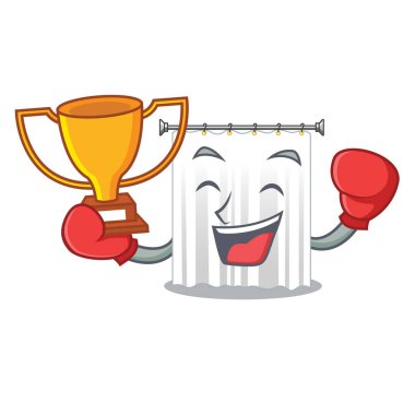 Çizgi film vektör çizim ile izole boks şampiyonu duş perdeleri