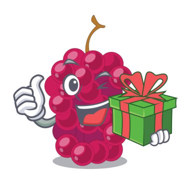 Hediye mulbery meyve dilimleri ile yukarıda maskot kase vektör çizim