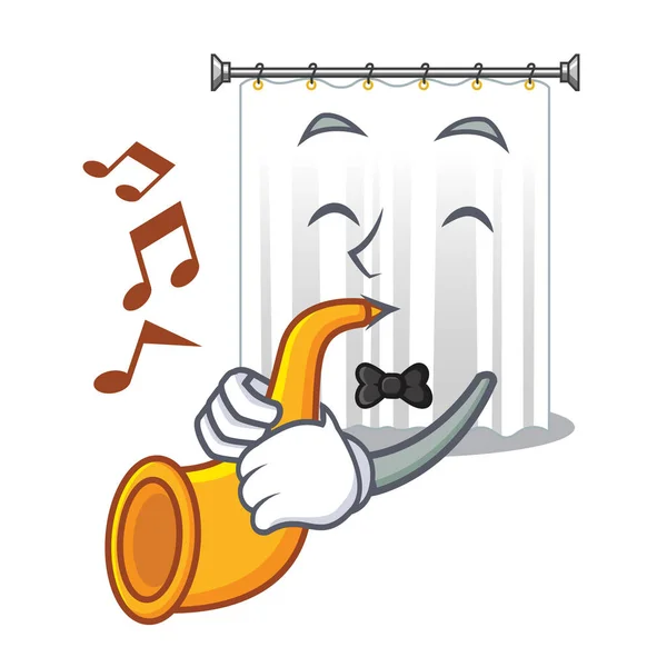 Trompet Karikatür Ile Duş Perdeleri Çok Güzel Vektör Çizim Vardır — Stok Vektör
