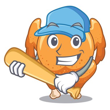 İskambil beyzbol kızarmış tavuk bir maskot plaka vektör çizim