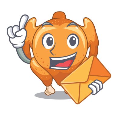 Zarf kızartma ile tavuk karikatür tablo vektör çizim yaptı.