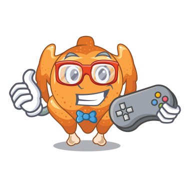 Oyun tavuk kızartma karakter vektör çizim ile izole