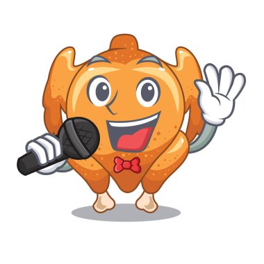 Şarkı tavuk kızartma karakter vektör çizim ile izole