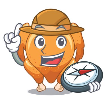 Explorer tavuk kızartma karakter vektör çizim ile izole