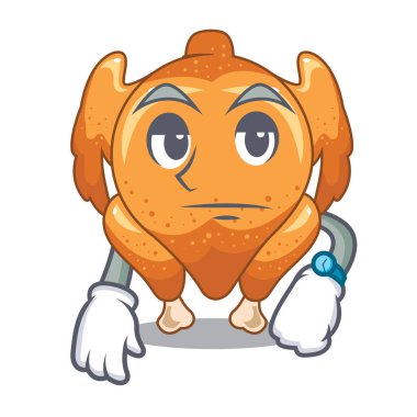 Bekleyen karikatür kızarmış tavuk vektör çizim yemeye hazır