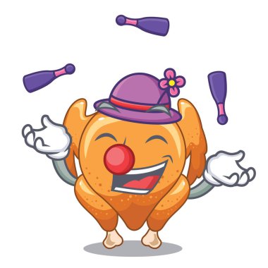 Çizgi film kızarmış tavuk vektör çizim yemeye hazır hokkabazlık