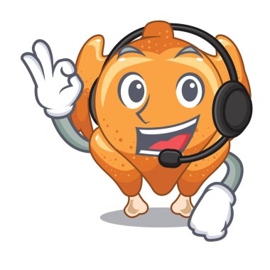 Kulaklık karikatür Kızartma tavuk vektör çizim yemeye hazır