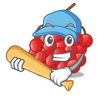 İskambil beyzbol rowan karikatür ahşap vektör çizim üzerinde meyve çilek