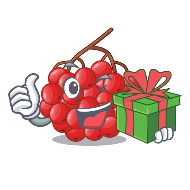 Hediye rowan dilimleri meyve çizgi film çilek şekli vektör çizim ile