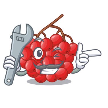 Mekanik üvez meyveleri ile maskot vectorb illüstrasyon izole