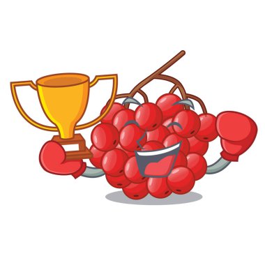 Boks şampiyonu üvez meyveleri ile maskot vectorb illüstrasyon izole