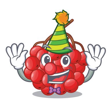 Palyaço üvez meyveleri ile maskot vectorb illüstrasyon izole