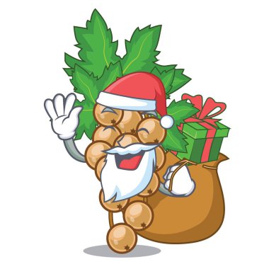 Noel Baba hediye carrunt maskotu kase vektör çizim üzerinde beyaz ile