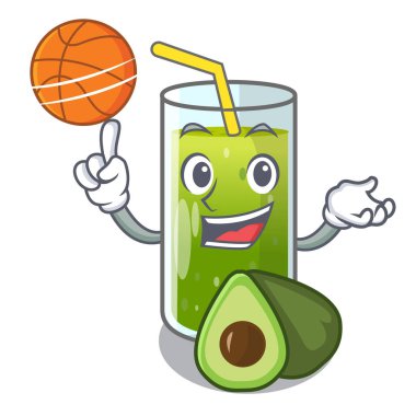 Basketbol avokado smoothies ile bir maskot cam vektör çizim içinde