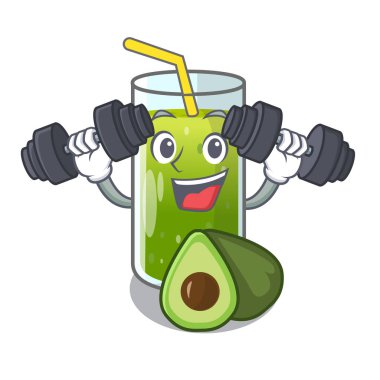 Fitness avokado smoothies bir maskot cam illüstrasyon vektör