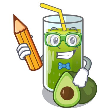 Ahşap çizgi film tablo vektör çizim üzerinde öğrenci avokado güler yüzlü