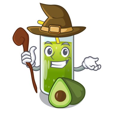 Cadı avokado smoothies karakter vektör çizim üzerinde izole