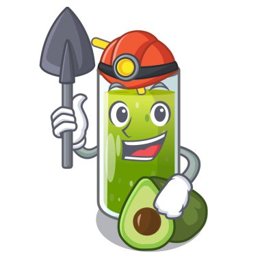 Madenci avokado smoothies karakter vektör çizim üzerinde izole