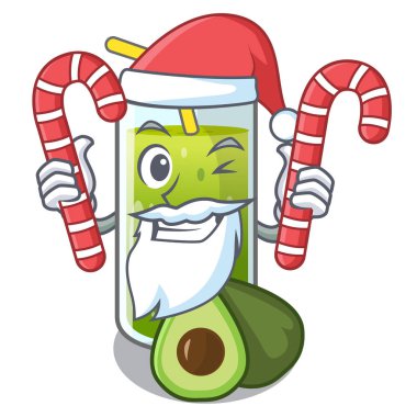 Noel Baba çizgi film şekil vektör çizim şeker avokado smoothies ile