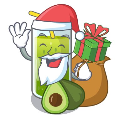 Noel Baba hediye avokado smoothies içinde çizgi film şekil vektör çizim ile