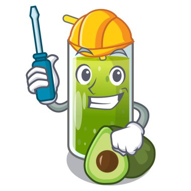 Çizgi film şekil vektör çizim Otomotiv avokado smoothies