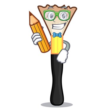 Öğrenci allık bir karikatür tuvalet masası vektör çizim üzerinde