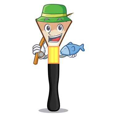 Balık tutma allık ile çizgi film vektör çizim içinde izole