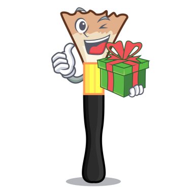 Hediye allık ile çizgi film vektör çizim içinde izole