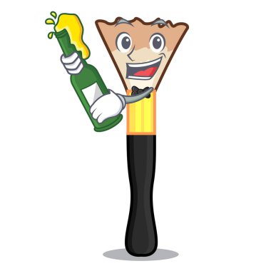 Maskot vektör çizim şeklinde ile bira allık