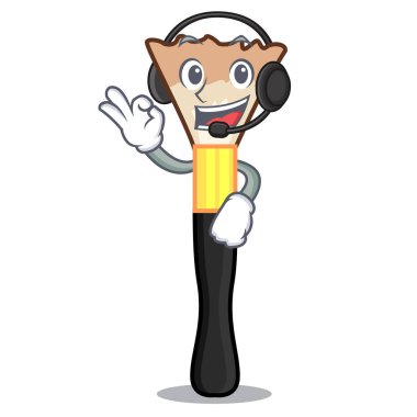 Maskot vektör çizim şeklinde ile kulaklık allık