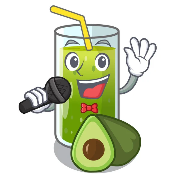 Singing Avocado Smoothies Isolated Characters Vector Illustration — Stock Vector
