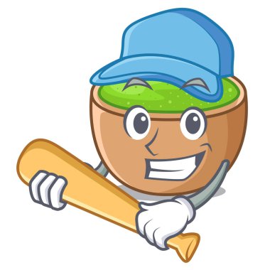 Beyzbol matcha toz bir karakter kase vektör çizim oynarken