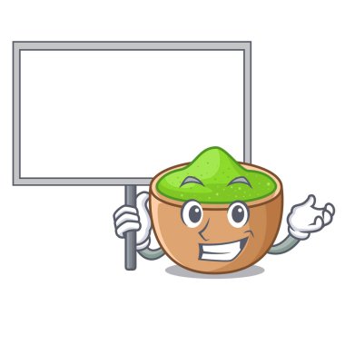 Bir karakter kase vektör çizim kurulu matcha toz getirmek