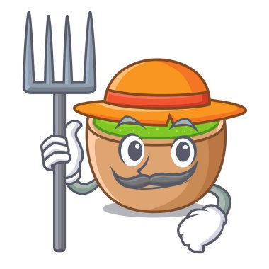 Çiftçi matcha toz içinde bir karakter kase vektör çizim