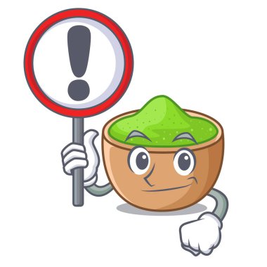 Bir karakter kase vektör çizim ile işaret matcha tozu