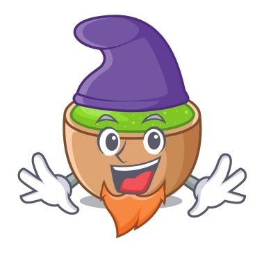 Elf matcha toz içinde bir karakter kase vektör çizim