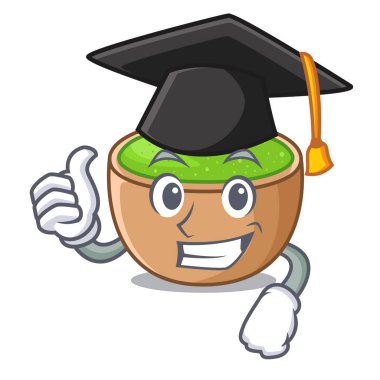 Mezuniyet matcha toz içinde çizgi film şekil vektör çizim