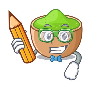 Öğrenci matcha toz içinde çizgi film şekil vektör çizim