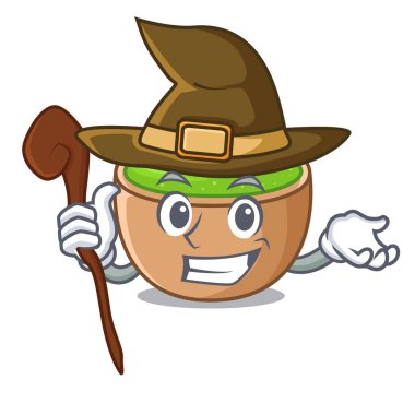 Cadı matcha toz cam karikatür tablo vektör çizim yukarıda