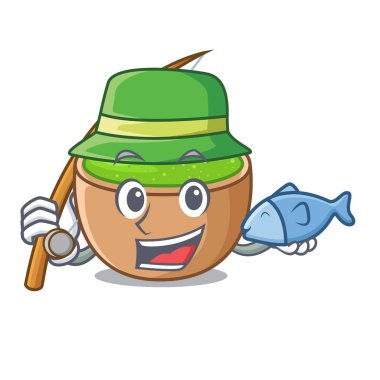 Matcha toz cam karikatür tablo vektör çizim üzerinde balık tutma